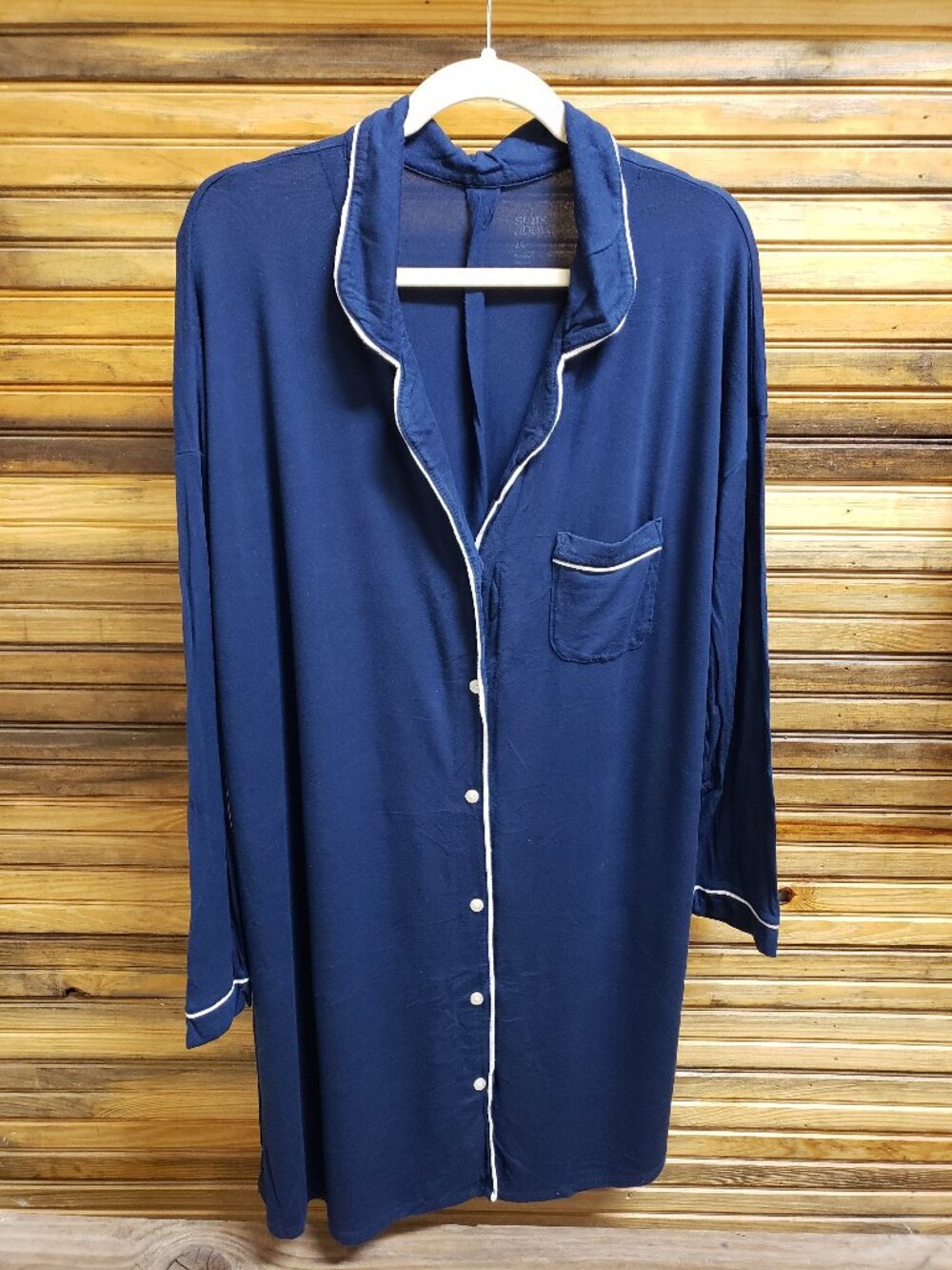 HTF Stars Above Beautifully Soft Navy Blue Notch Collar Nightgown Size 2X